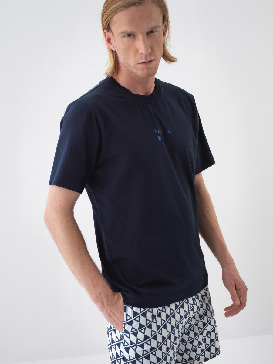 Lacivert Regular Fit Pamuklu Tişört