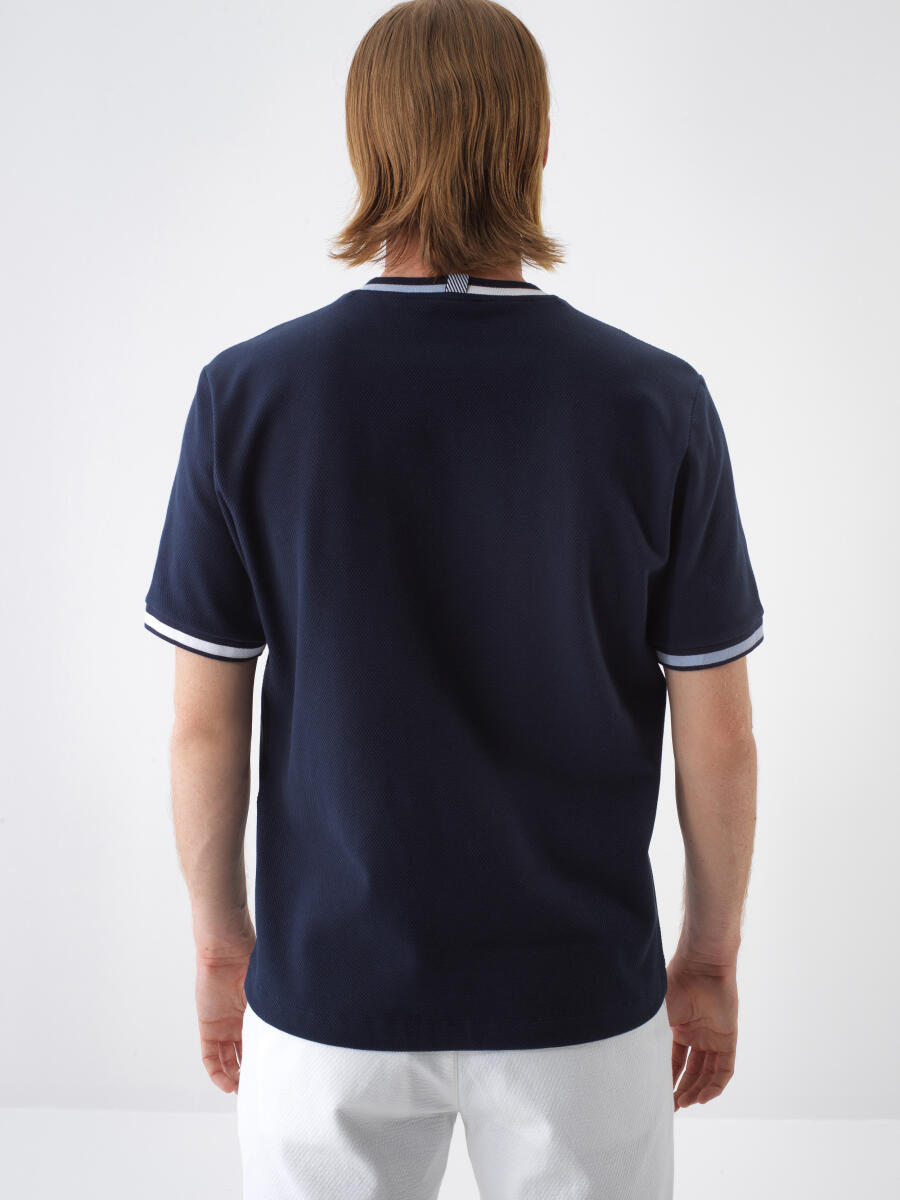 Lacivert Regular Fit Pamuklu Tişört - 3