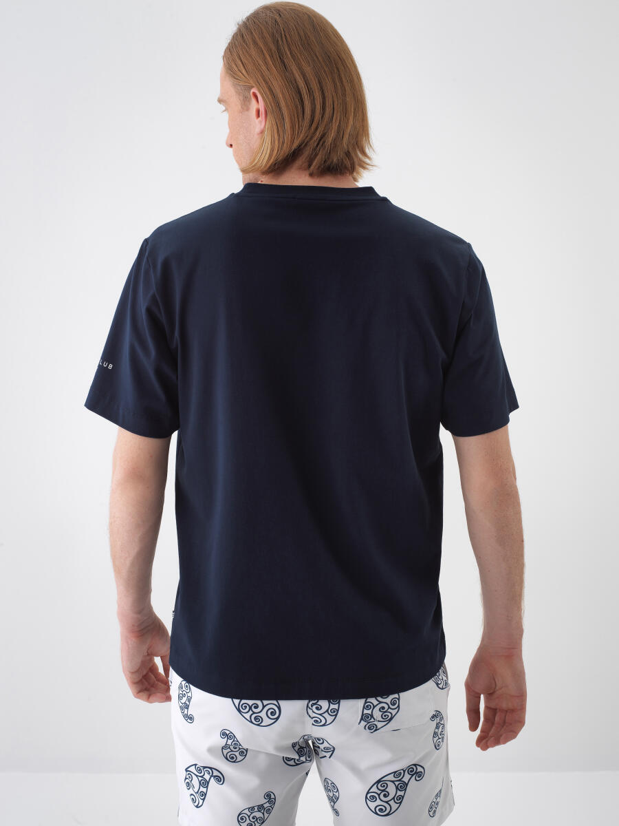Lacivert Regular Fit Pamuklu Tişört - 4
