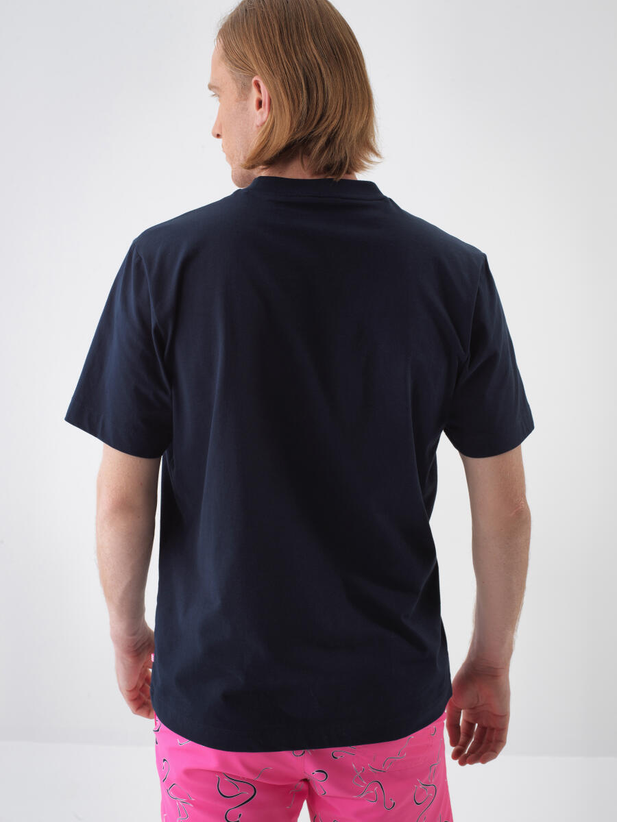 Lacivert Regular Fit Pamuklu Tişört - 4