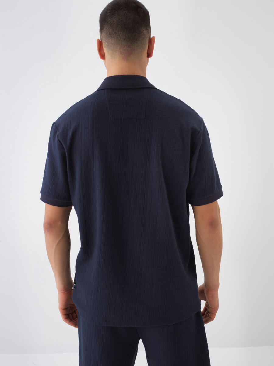 Lacivert Regular Fit Pamuklu Tişört - 4