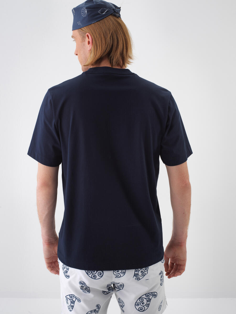 Lacivert Regular Fit Pamuklu Tişört - 4