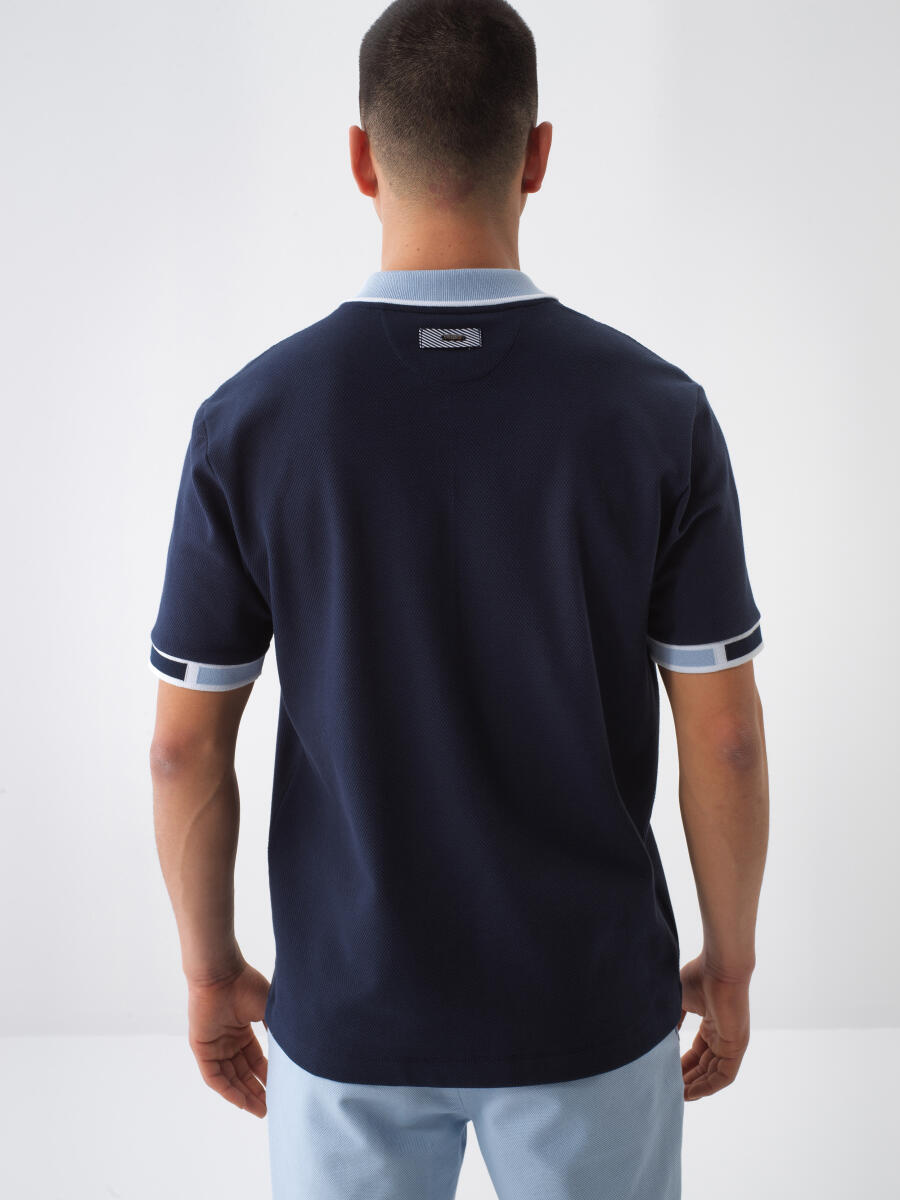 Lacivert Regular Fit Pamuklu Tişört - 4