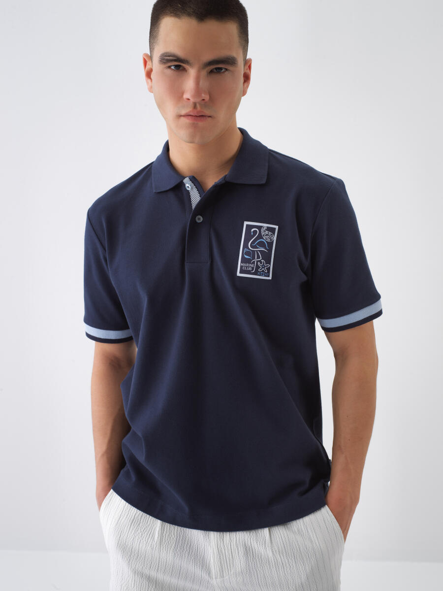 Lacivert Regular Fit Pamuklu Tişört
