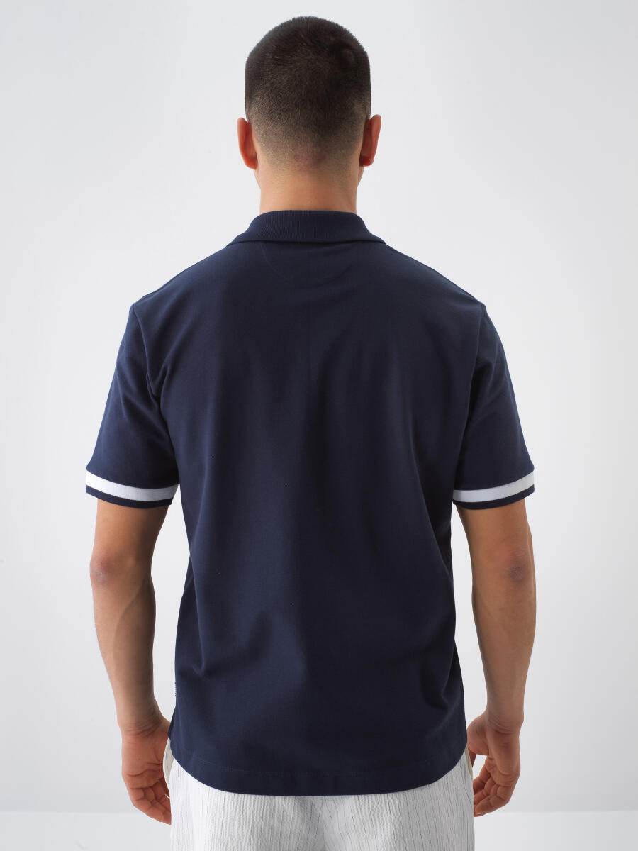 Lacivert Regular Fit Pamuklu Tişört - 4