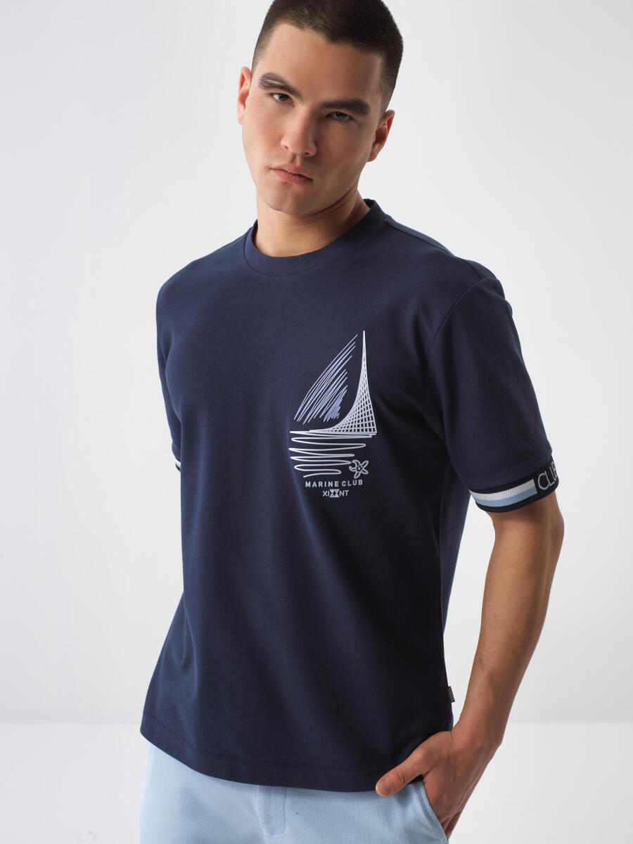 Lacivert Regular Fit Pamuklu Tişört