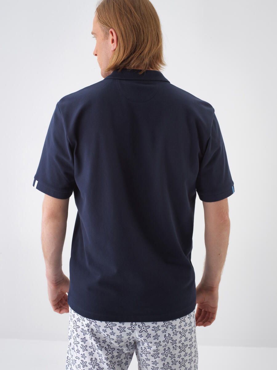 Lacivert Regular Fit Pamuklu Tişört - 4