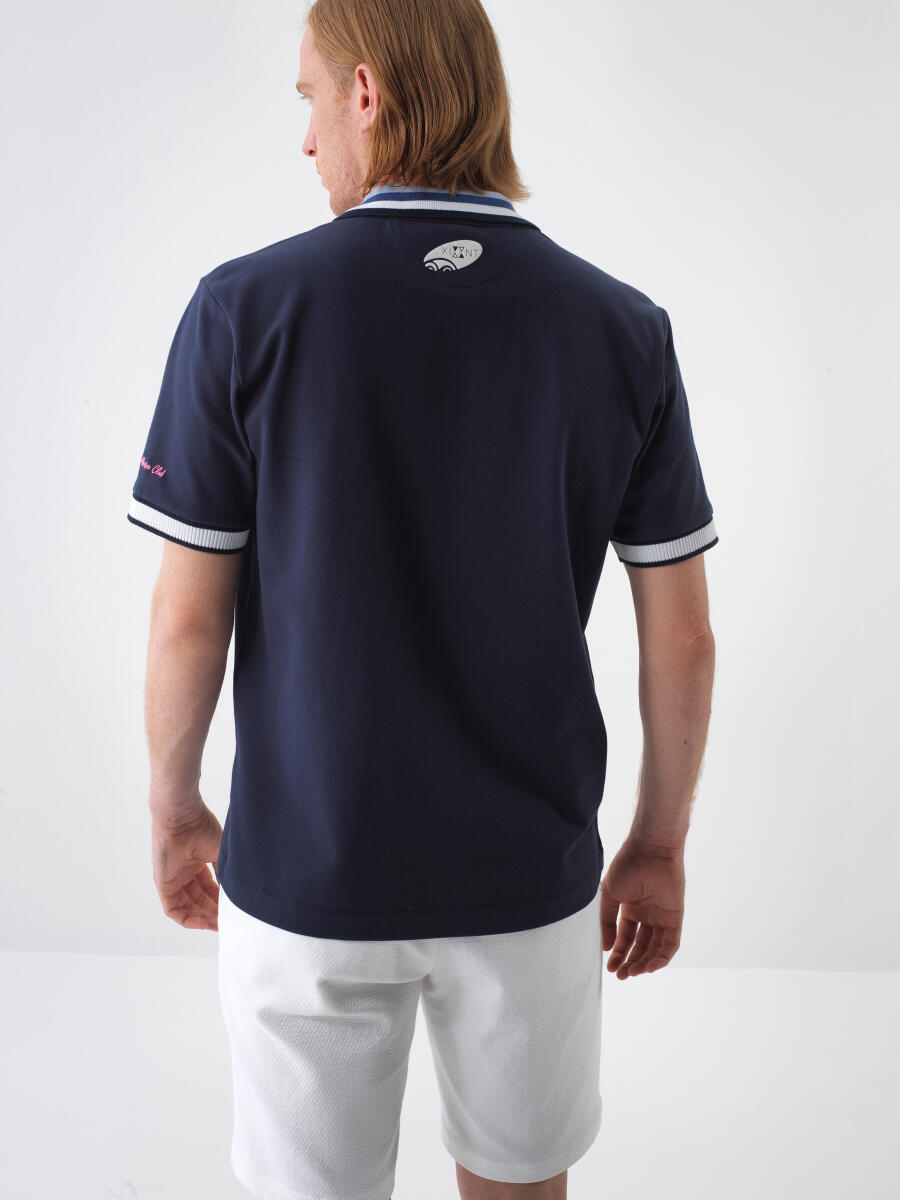 Lacivert Regular Fit Pamuklu Tişört - 4