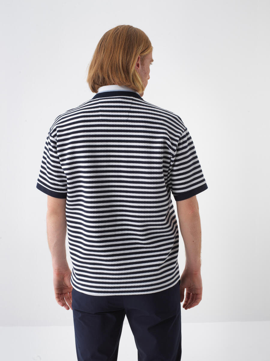 Lacivert Regular Fit Pamuklu Tişört - 4