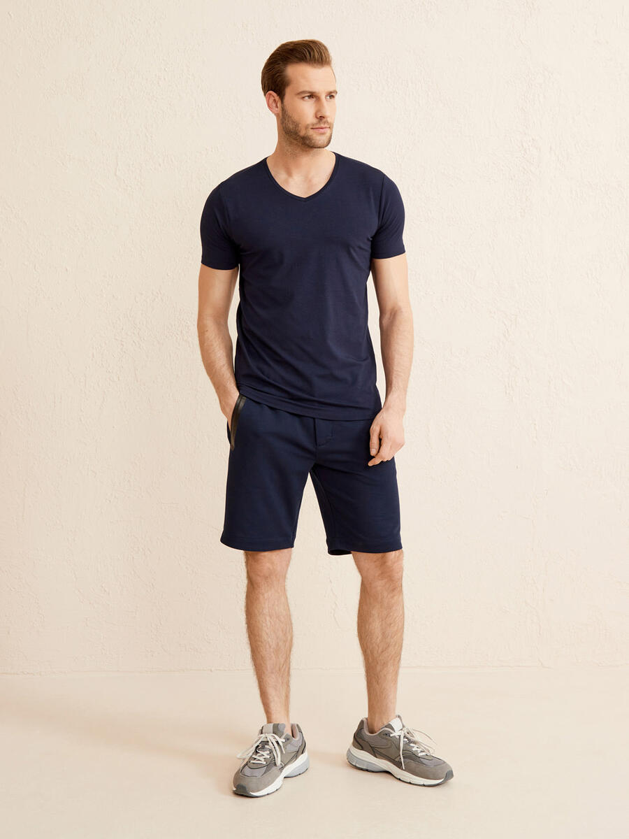 Lacivert Slim Fit Pamuklu Tişört - 2