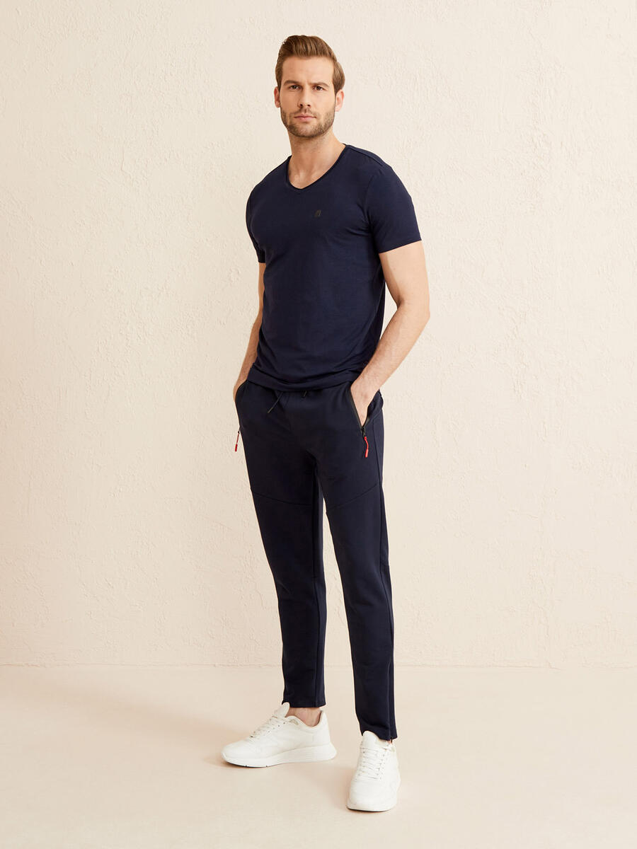 Lacivert Slim Fit Pamuklu Tişört - 3