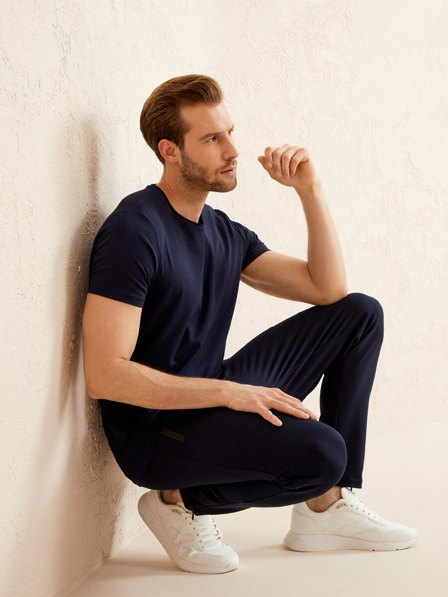 Lacivert Slim Fit Pamuklu Tişört - 3