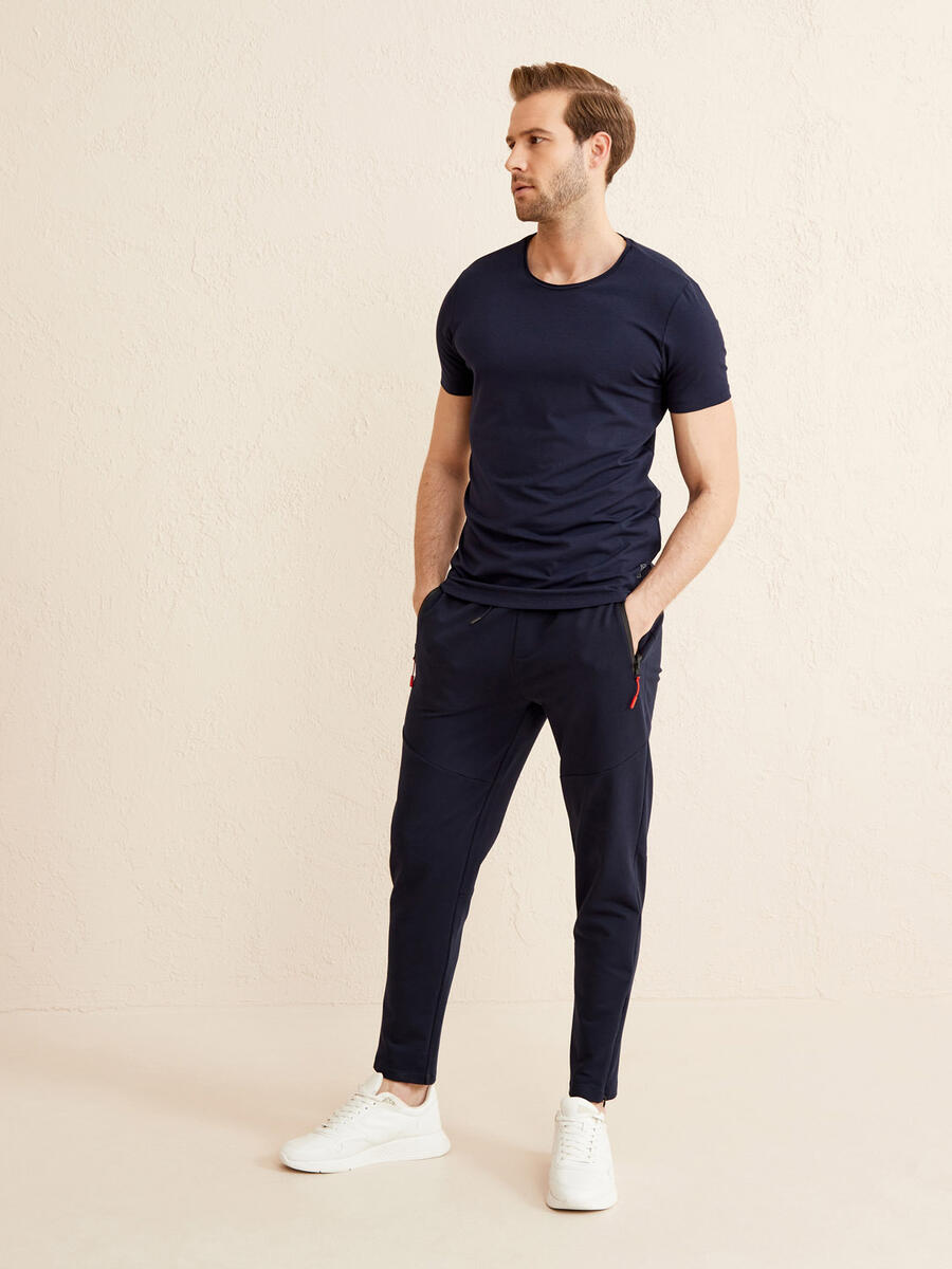 Lacivert Slim Fit Pamuklu Tişört - 2