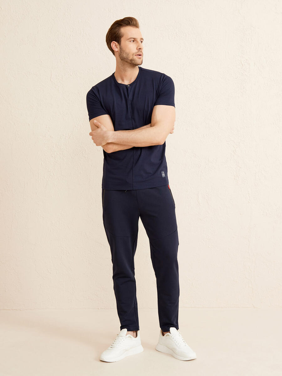 Lacivert Slim Fit Pamuklu Tişört - 2