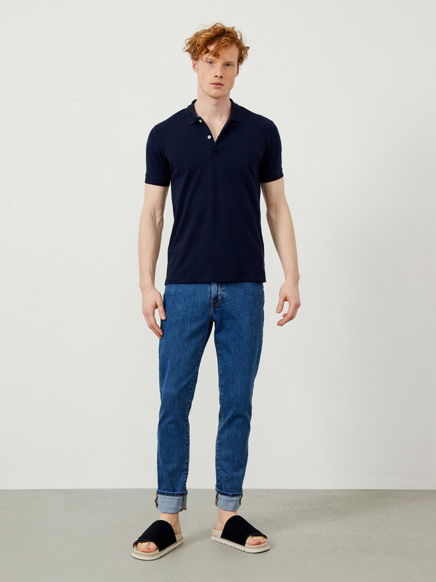 Lacivert Slim Fit Pamuklu Tişört - 2