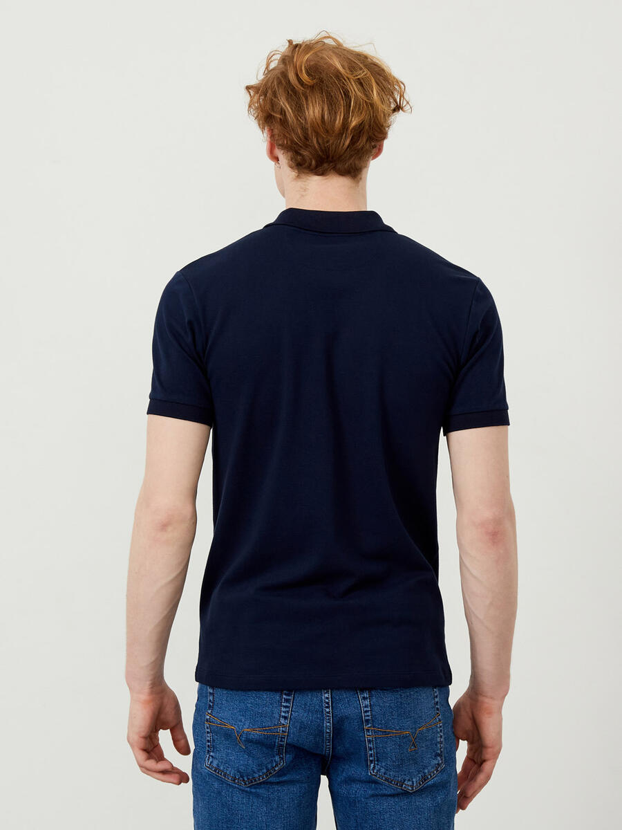 Lacivert Slim Fit Pamuklu Tişört - 5