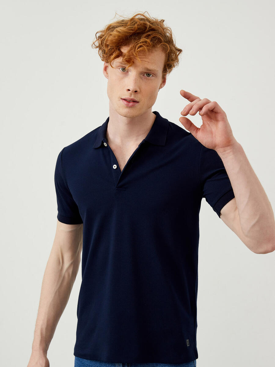 Lacivert Slim Fit Pamuklu Tişört - 4