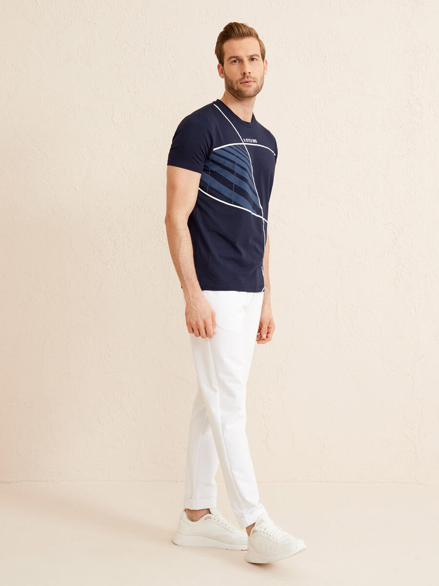 Lacivert Slim Fit Pamuklu Tişört - 2