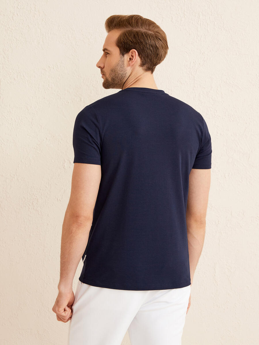 Lacivert Slim Fit Pamuklu Tişört - 6