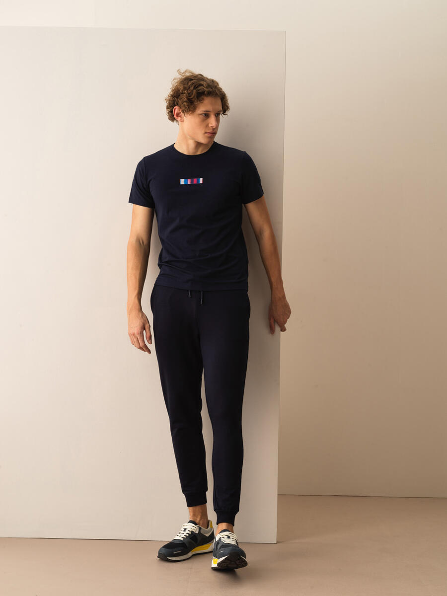 Lacivert Slim Fit Pamuklu Tişört - 2