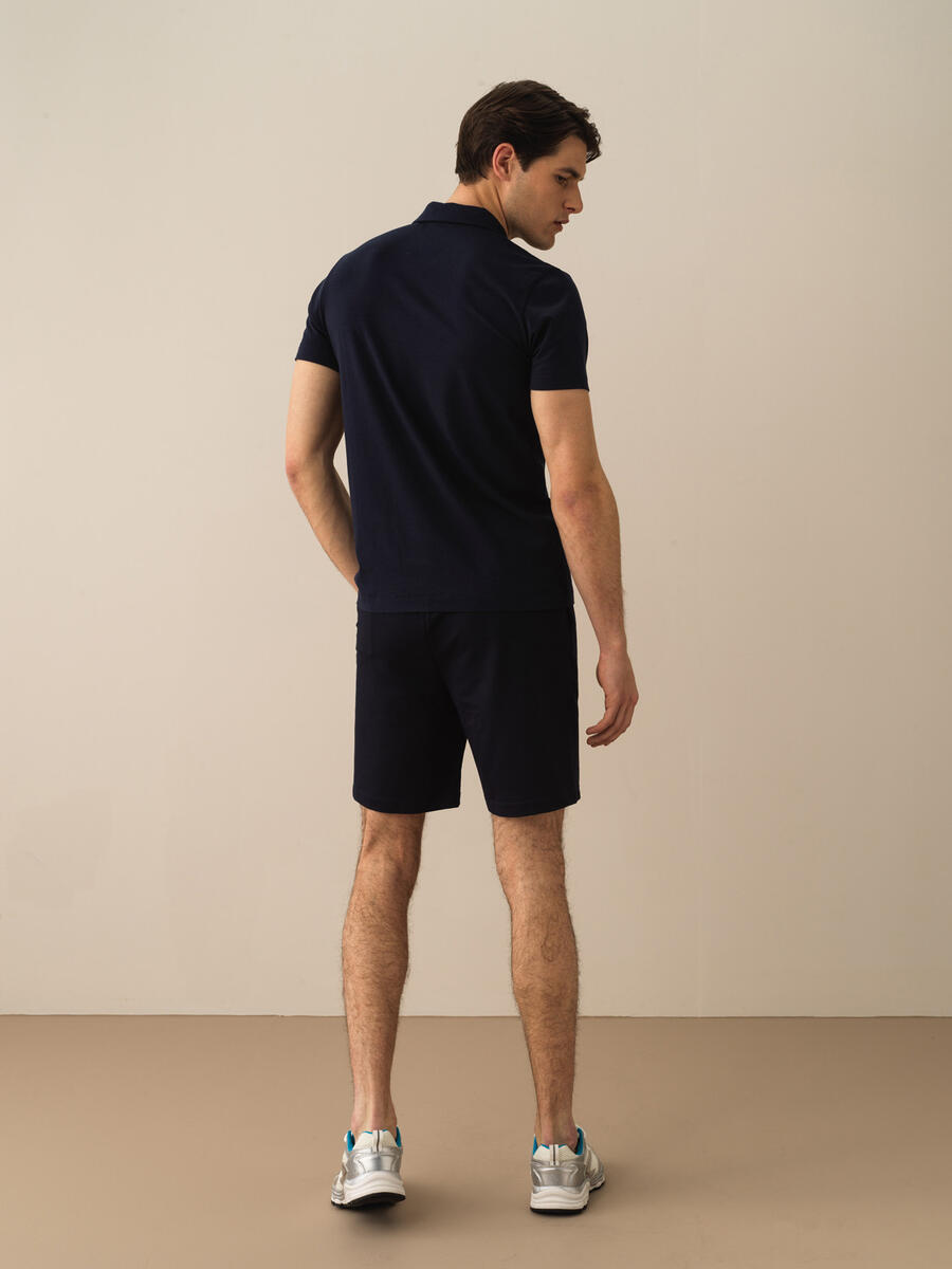 Lacivert Slim Fit Pamuklu Tişört - 4