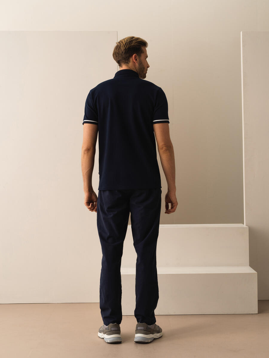 Lacivert Slim Fit Pamuklu Tişört - 4