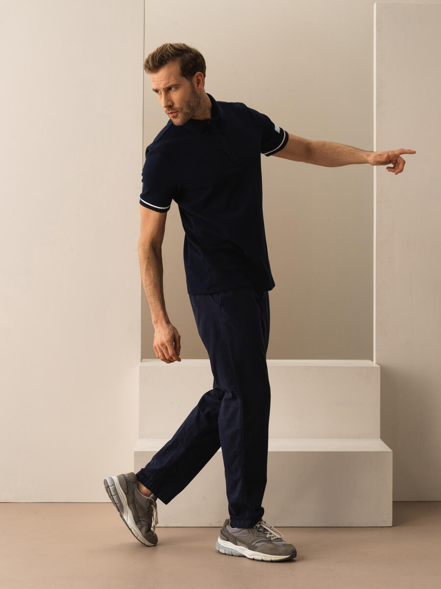 Lacivert Slim Fit Pamuklu Tişört - 2
