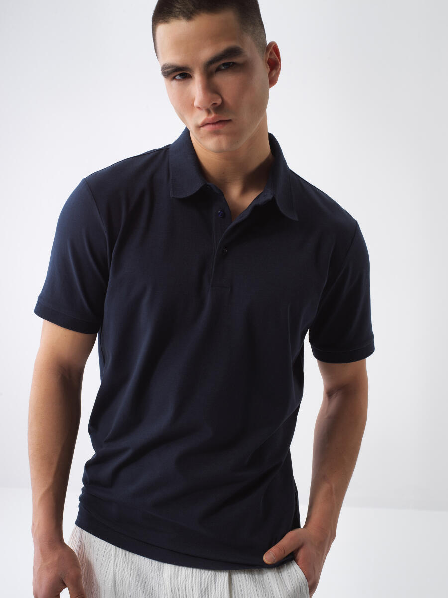 Lacivert Slim Fit Pamuklu Tişört