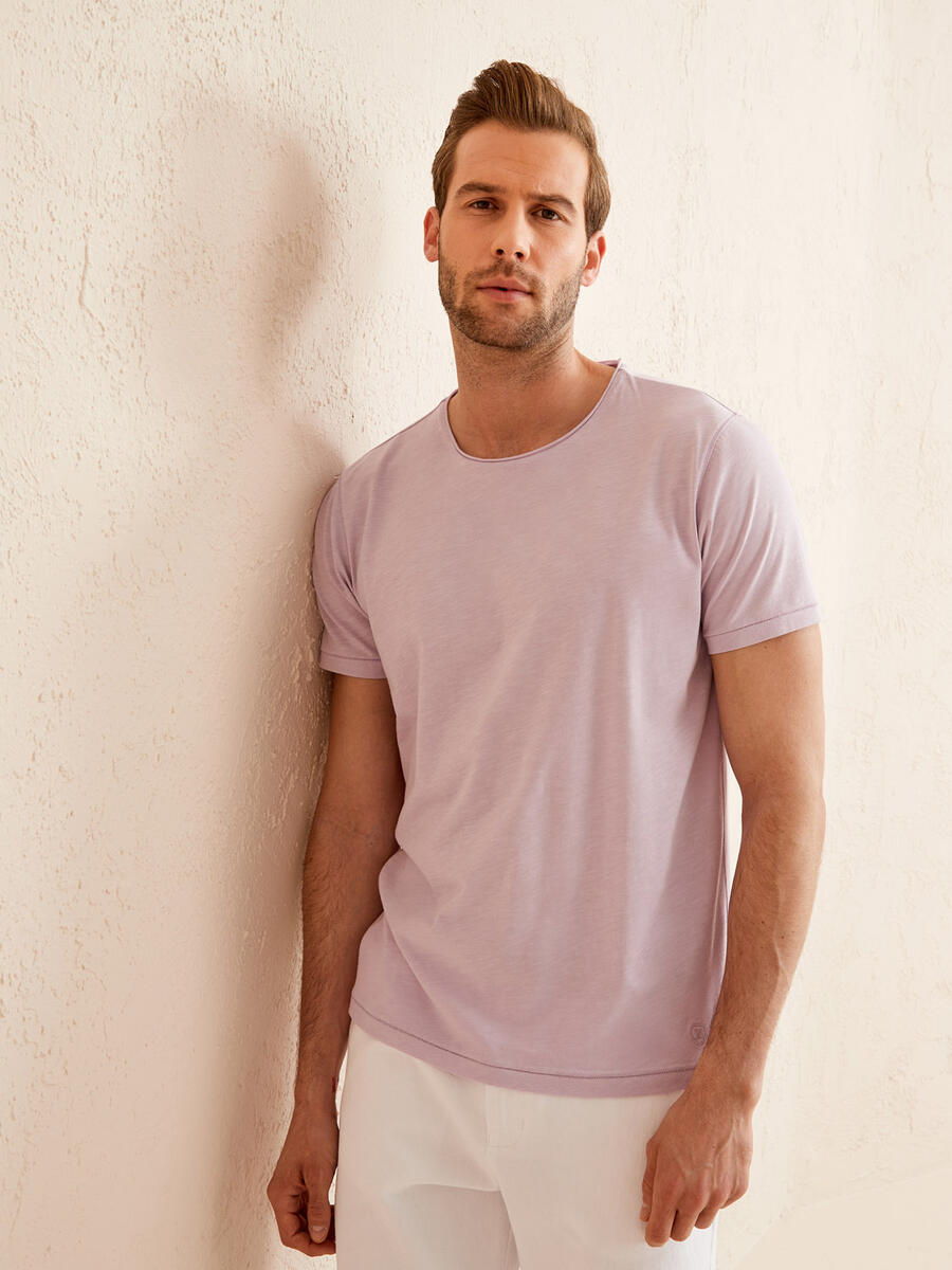 Lila Regular Fit Pamuklu Basic Tişört