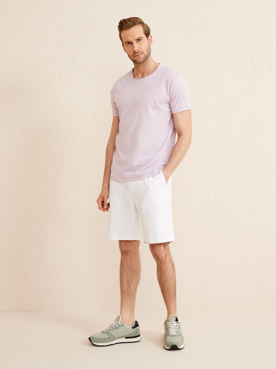 Lila Regular Fit Pamuklu Basic Tişört - 2