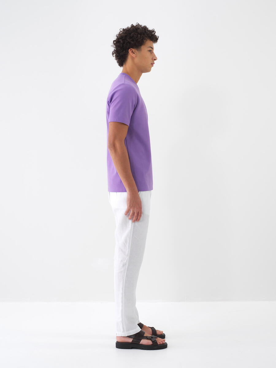 Lila Regular Fit Pamuklu Tişört - 3