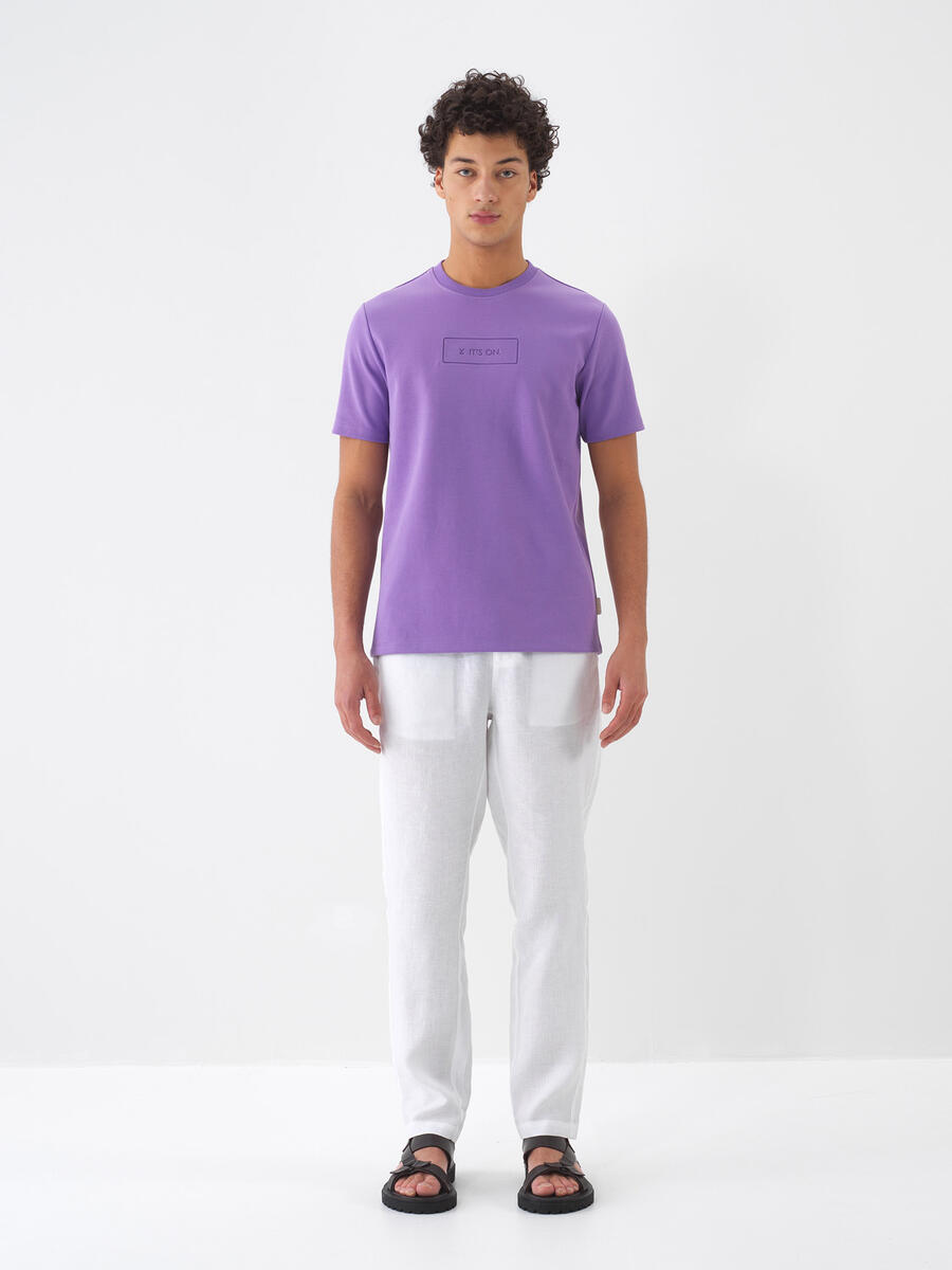 Lila Regular Fit Pamuklu Tişört - 2