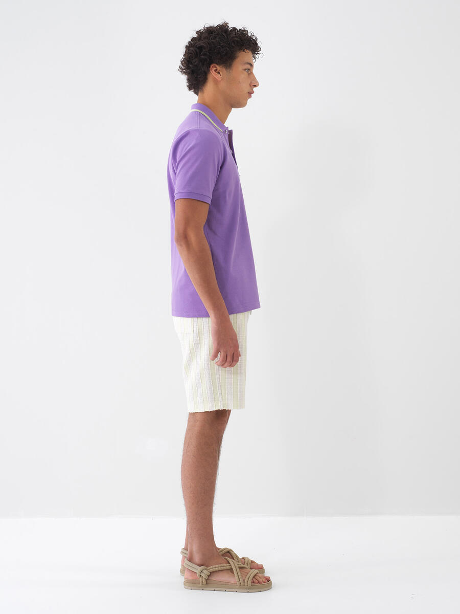 Lila Regular Fit Pamuklu Polo Yaka Tişört - 3