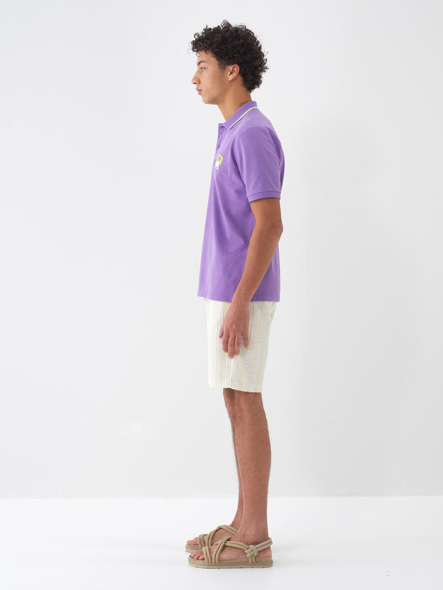Lila Regular Fit Pamuklu Polo Yaka Tişört - 4