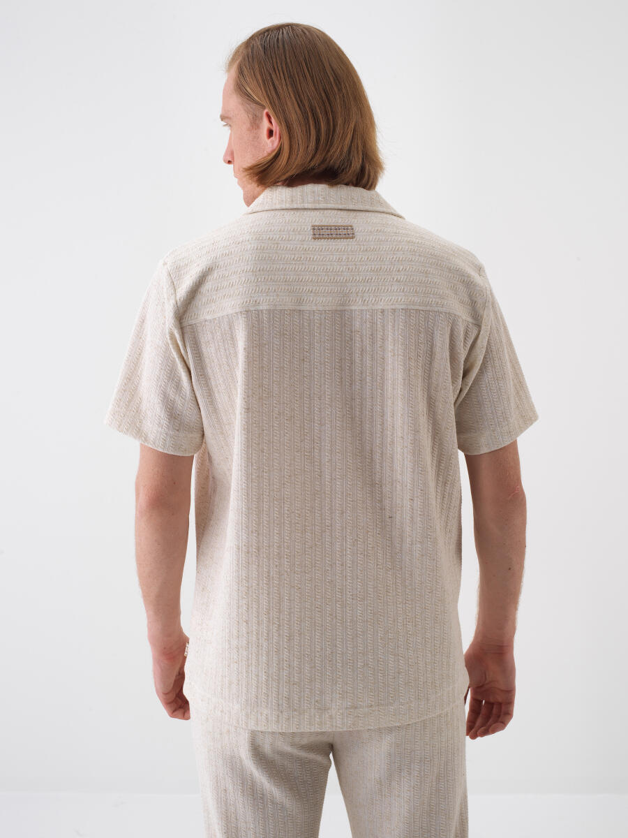Naturel Regular Fit Keten Tişört - 3