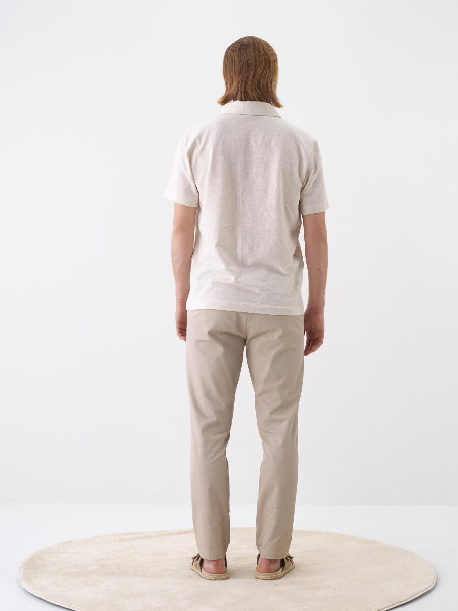 Natural Regular Fit Keten Tişört - 5