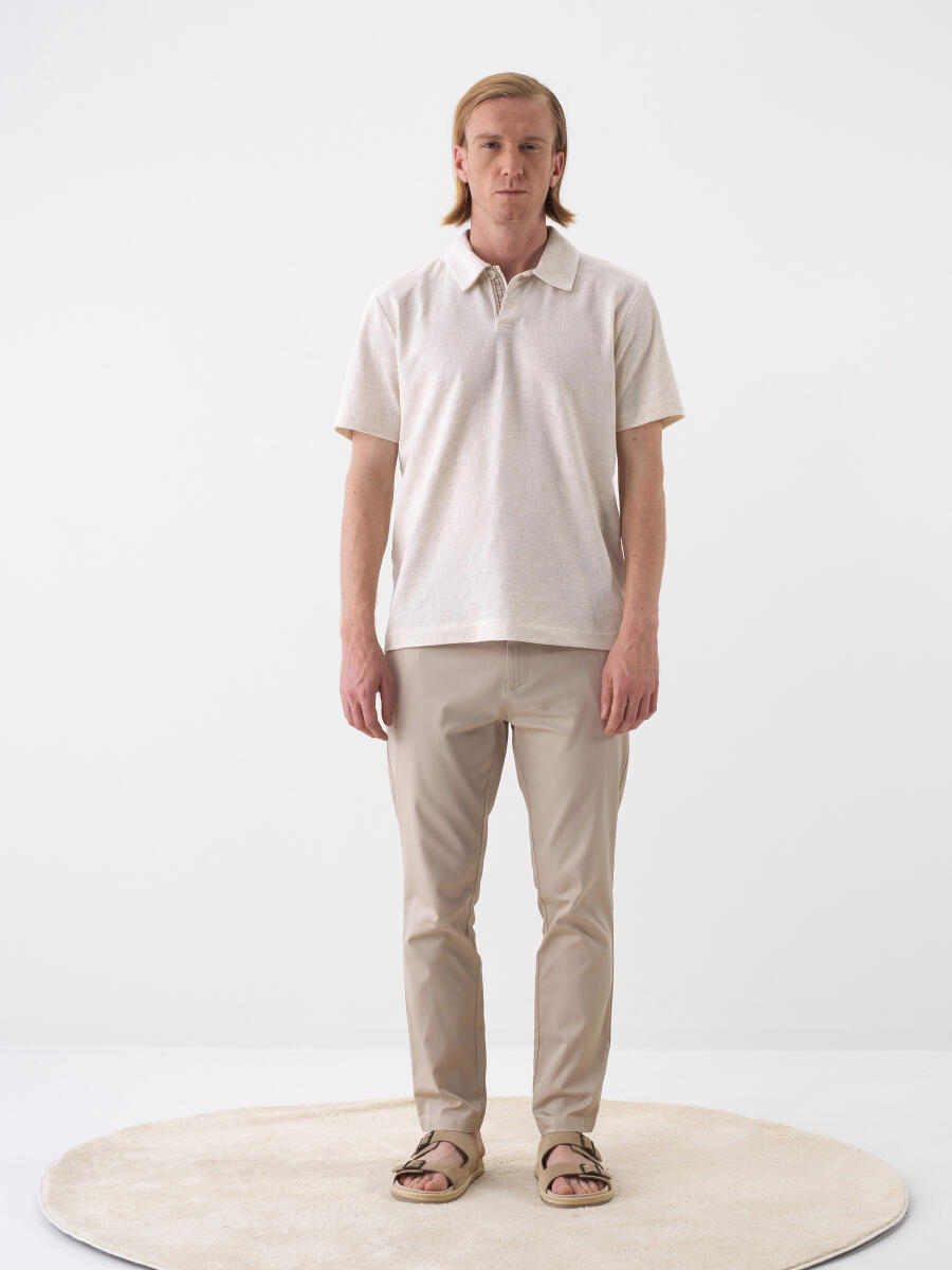 Natural Regular Fit Keten Tişört - 2