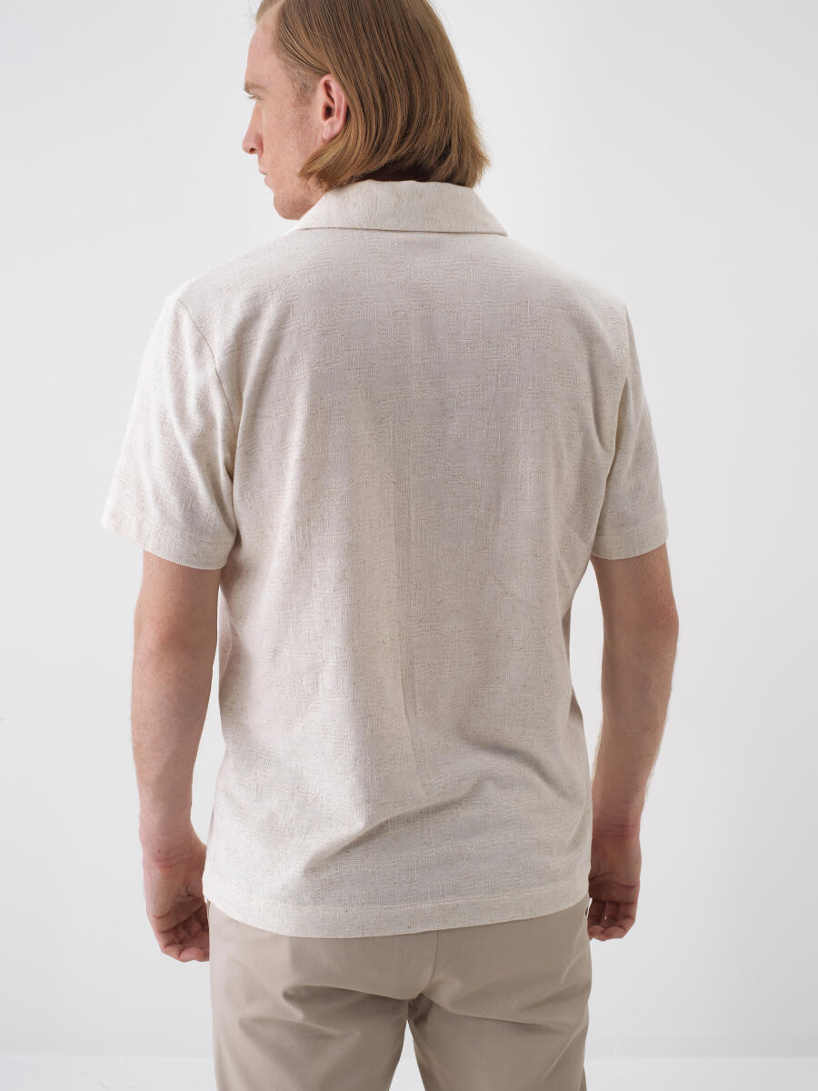 Natural Regular Fit Keten Tişört - 4