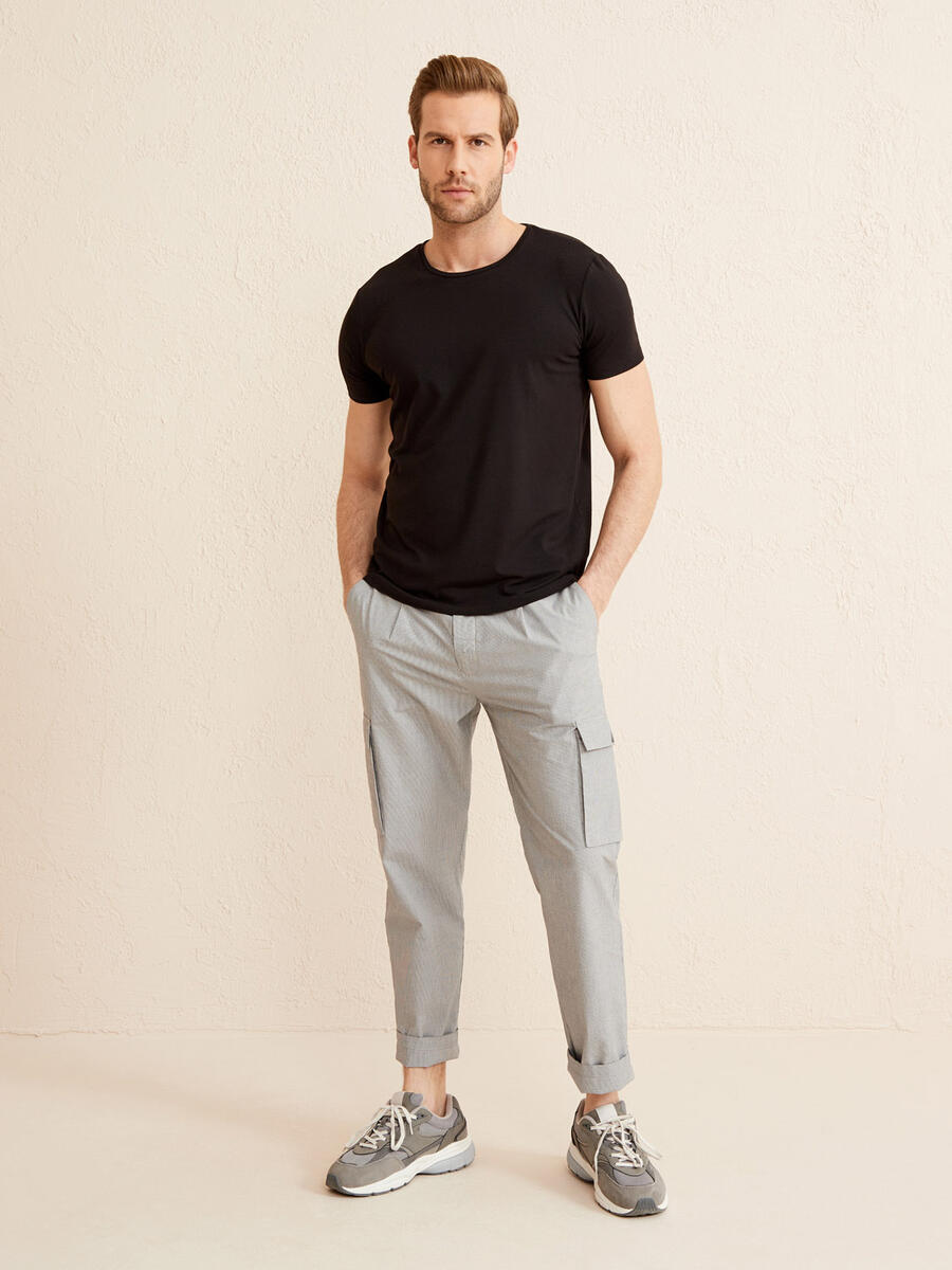 Siyah Slim Fit Pamuklu Tişört - 2