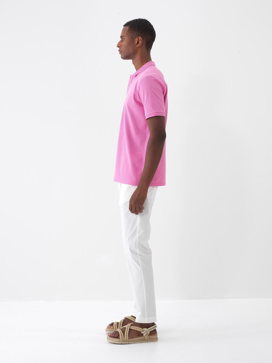 Pembe Regular Fit Pamuklu Tişört - 4