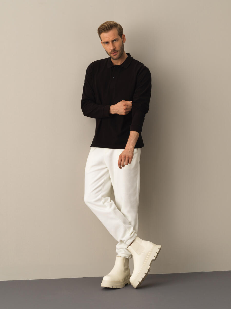 Siyah Pamuk Dokulu Polo Yaka Fit - 2