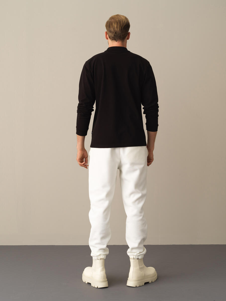 Siyah Pamuk Dokulu Polo Yaka Fit - 4