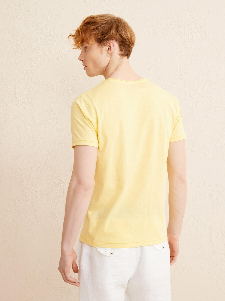Sarı Regular Fit Pamuklu Tişört - 5
