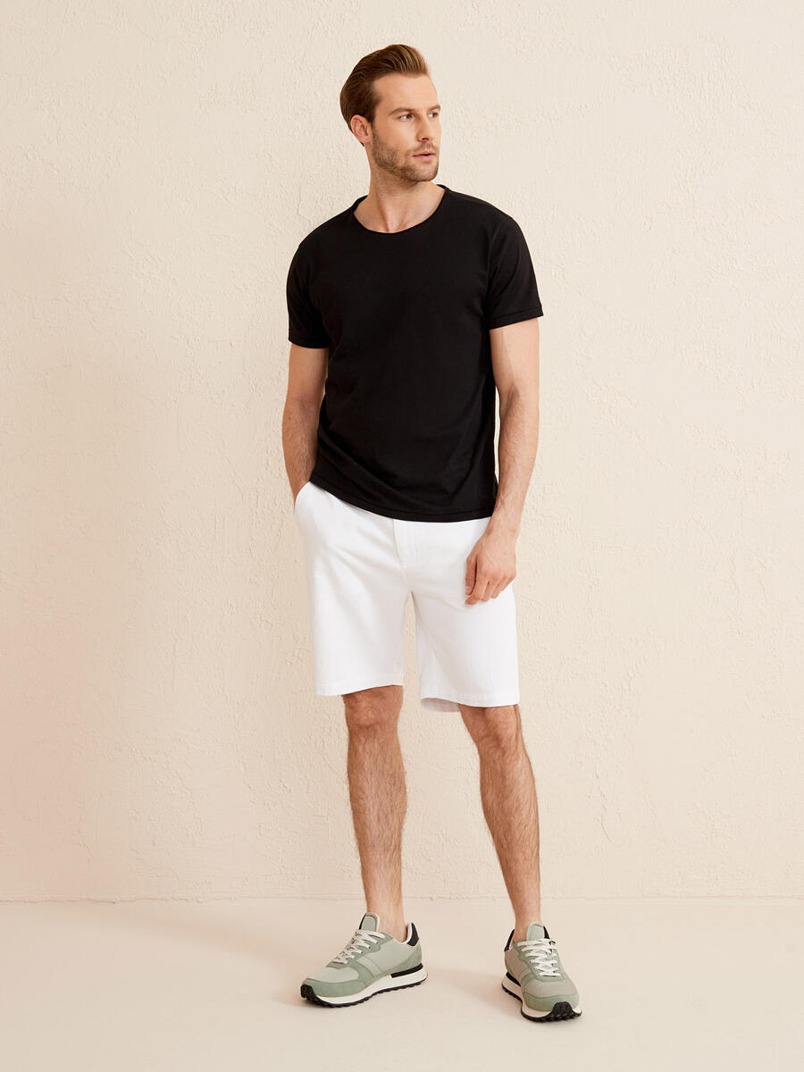 Siyah Regular Fit Pamuklu Basic Tişört - 2