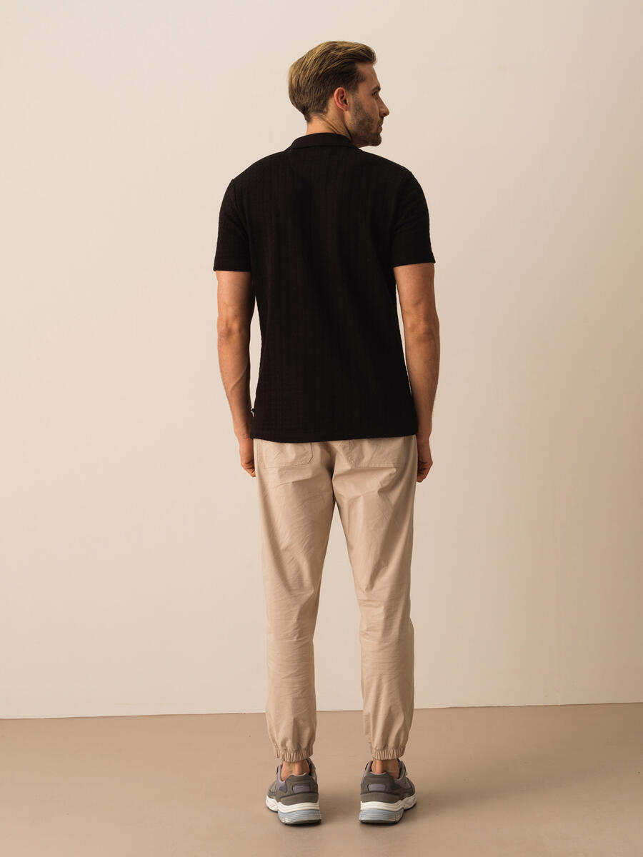 Siyah Regular Fit Pamuklu Tişört - 4