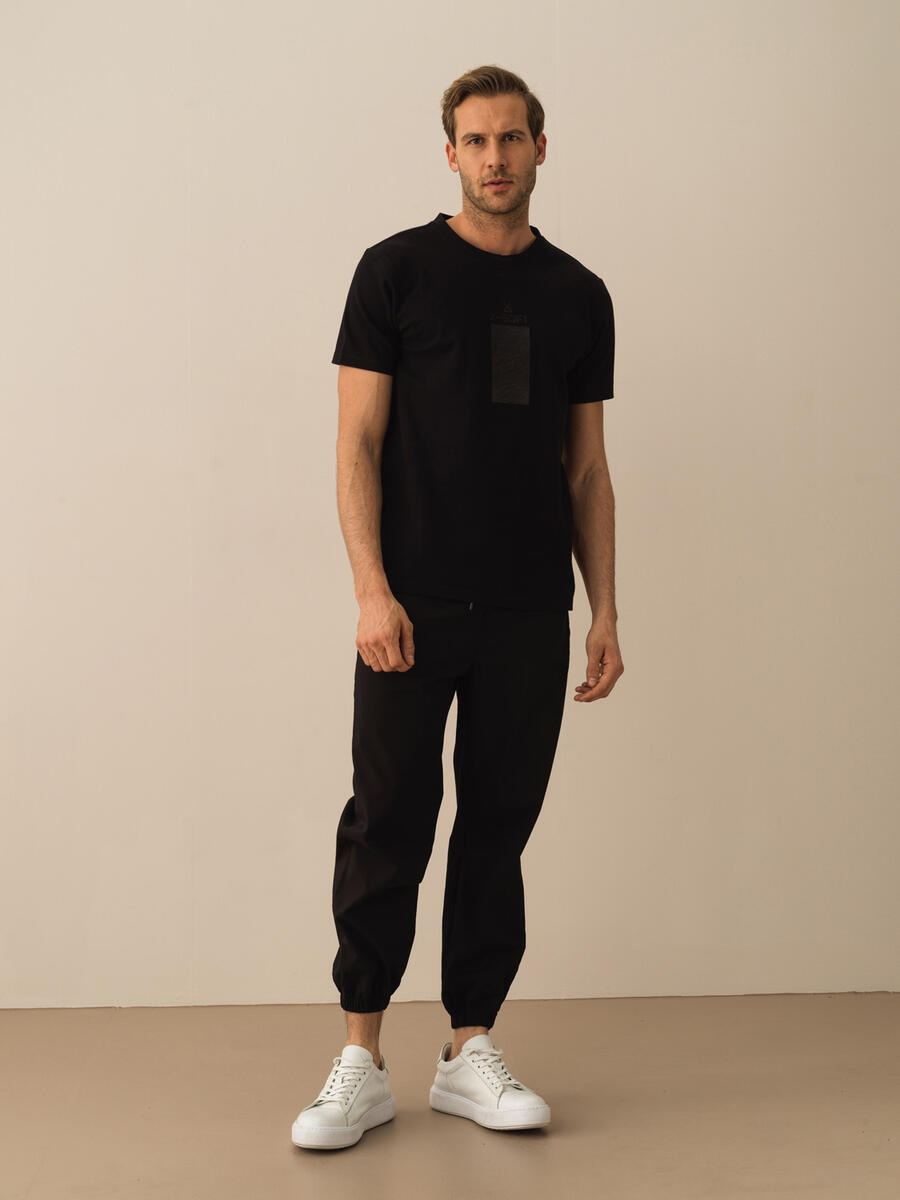 Siyah Regular Fit Pamuklu Tişört - 2