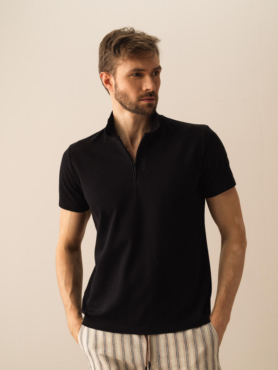Siyah Regular Fit Pamuklu Tişört