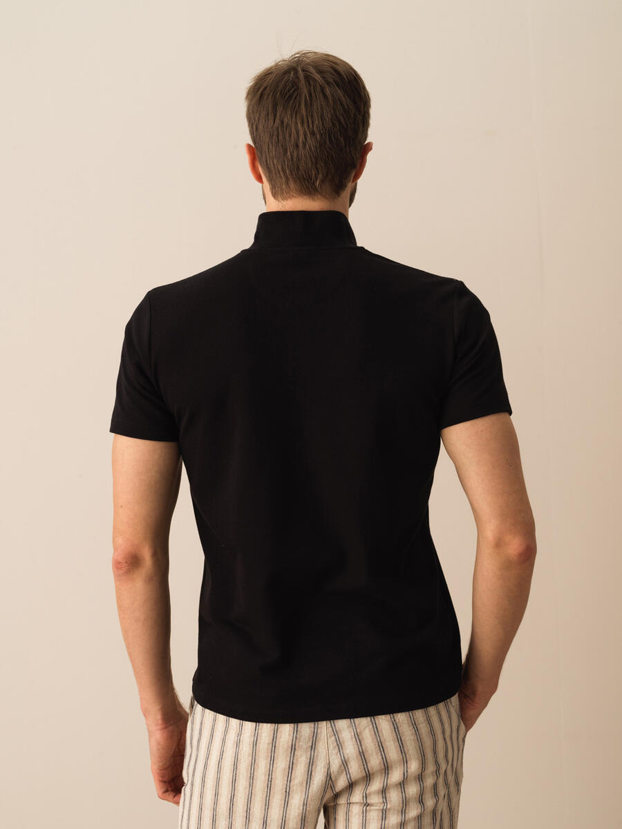Siyah Regular Fit Pamuklu Tişört - 3