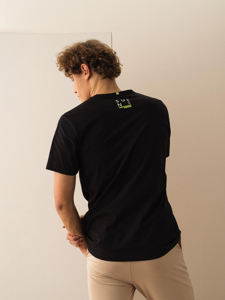 Siyah Regular Fit Pamuklu Tişört - 3