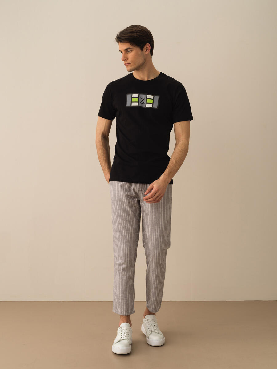 Siyah Regular Fit Pamuklu Tişört - 2